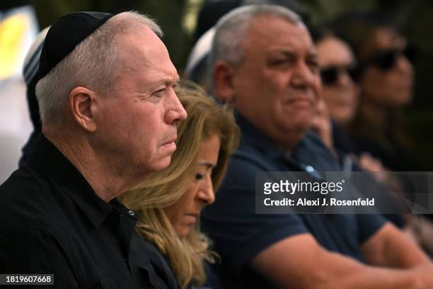Israeli Defence Minister Yoav Gallant attends the funeral of Col. Asaf Hamami, commander of Gaza Division’s Southern Brigade at the Kiryat Shaul...