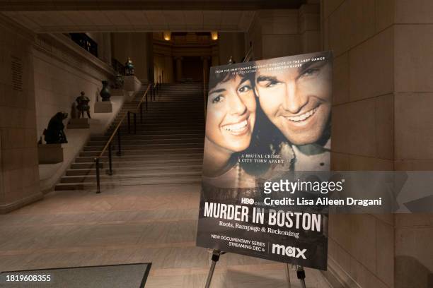 Atmosphere at the Boston screening of "Murder In Boston: Roots, Rampage & Reckoning" at the Museum of Fine Arts Boston on November 28, 2023 in...