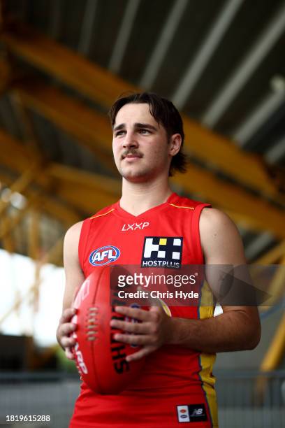 Will Rowlands poses during a Gold Coast Suns AFL media opportunity at Heritage Bank Stadium on November 29, 2023 in Gold Coast, Australia.
