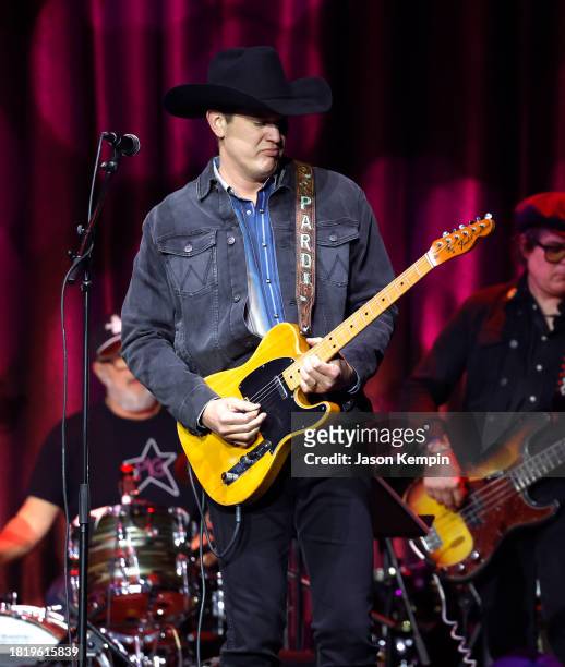 Jon Pardi performs during the Keith Gattis Tribute Show at Brooklyn Bowl Nashville on November 28, 2023 in Nashville, Tennessee.