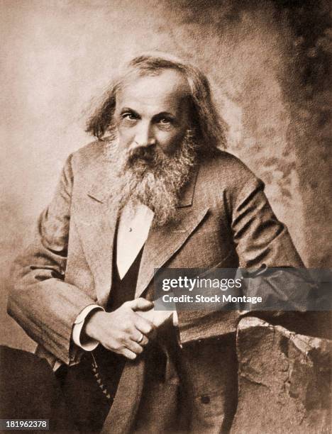 Portrait of Russian chemist Dmitri Mendeleev , late 19th or early 20th century.