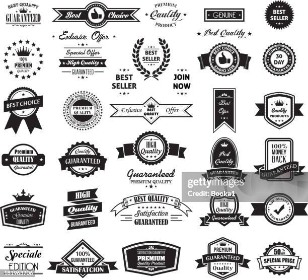 big banner and label collection - shield badge stock illustrations