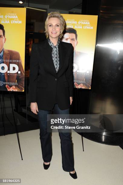 Actress Jane Lynch arrives at the "A.C.O.D." premiere at the Landmark Theater on September 26, 2013 in Los Angeles, California.
