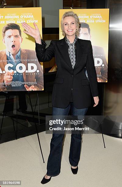 Actress Jane Lynch attends the premiere of The Film Arcade's "A.C.O.D." at the Landmark Theater on September 26, 2013 in Los Angeles, California.