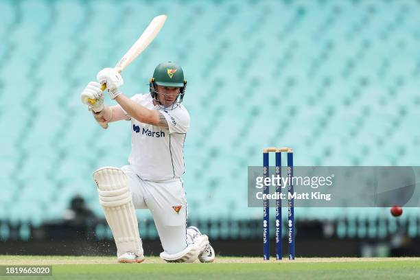 Jake Doran of the Tigers bats during the Sheffield Shield match between New South Wales and Tasmania at SCG, on November 29 in Sydney, Australia.