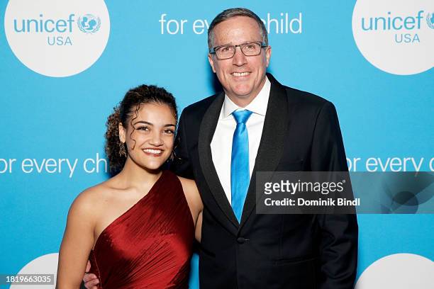 Laurie Hernandez and Michael J. Nyenhuis attend the 2023 UNICEF Gala at Cipriani Wall Street on November 28, 2023 in New York City.