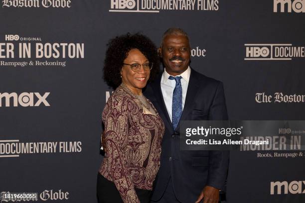 Rev. Jeffrey Brown and guest attend the Boston screening of "Murder In Boston: Roots, Rampage & Reckoning" at the Museum of Fine Arts Boston on...