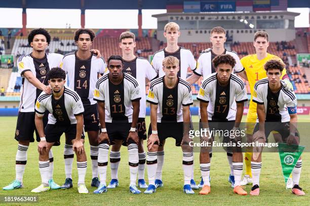 The German squad poses for a team photo prior to the FIFA U-17 World Cup Round of 16 match between Germany and USA at Si Jalak Harupat Stadium on...