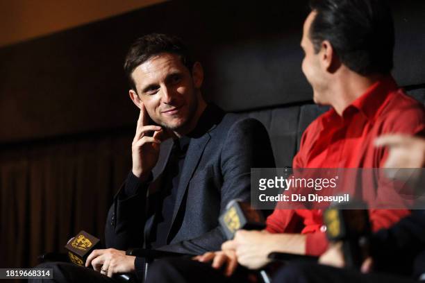 Jamie Bell and Andrew Scott speak onstage during the "All of Us Strangers" BAFTA screening at AMC Lincoln Square Theater on November 28, 2023 in New...