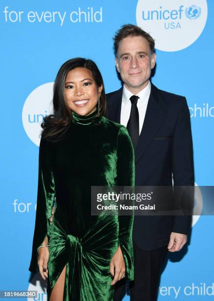 Jen Rubio and Stewart Ajay Khurana attend The UNICEF Gala at Cipriani Wall St. On November 28, 2023 in New York City.