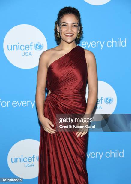 Laurie Hernandez attends The UNICEF Gala at Cipriani Wall St. On November 28, 2023 in New York City.