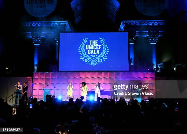 Stephanie Torns, Nasia Thomas, Shoba Narayan, and Wren Rivera perform onstage during The UNICEF Gala at Cipriani Wall St. On November 28, 2023 in New...