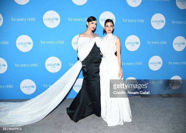 Sofia Carson and Aria Mia Loberti attend The UNICEF Gala at Cipriani Wall St. On November 28, 2023 in New York City.