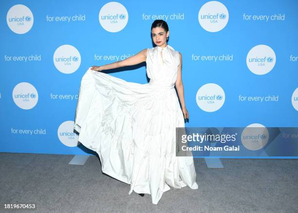 Aria Mia Loberti attends The UNICEF Gala at Cipriani Wall St. On November 28, 2023 in New York City.