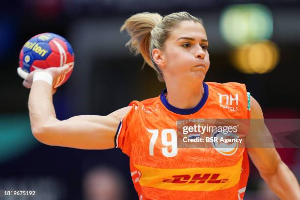 Estavana Polman of the Netherlands during the 26th IHF Women's World Championship Handball Preliminary Round Group H match between Netherlands and...