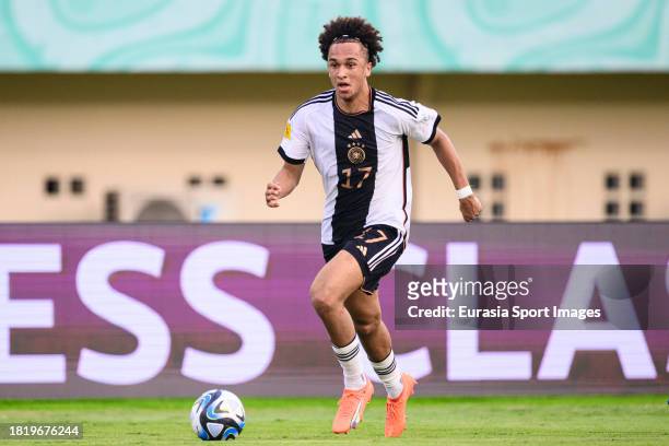 Eric Da Silva Moreira of Germany runs with the ball during FIFA U-17 World Cup Round of 16 match between Germany and USA at Si Jalak Harupat Stadium...