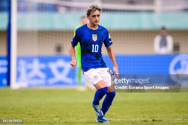Cruz Medina of United States in action during FIFA U-17 World Cup Round of 16 match between Germany and USA at Si Jalak Harupat Stadium on November...