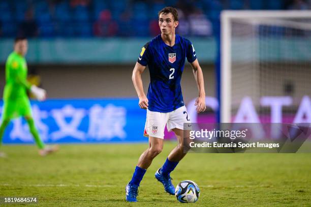 Oscar Verhoeven of United States in action during FIFA U-17 World Cup Round of 16 match between Germany and USA at Si Jalak Harupat Stadium on...