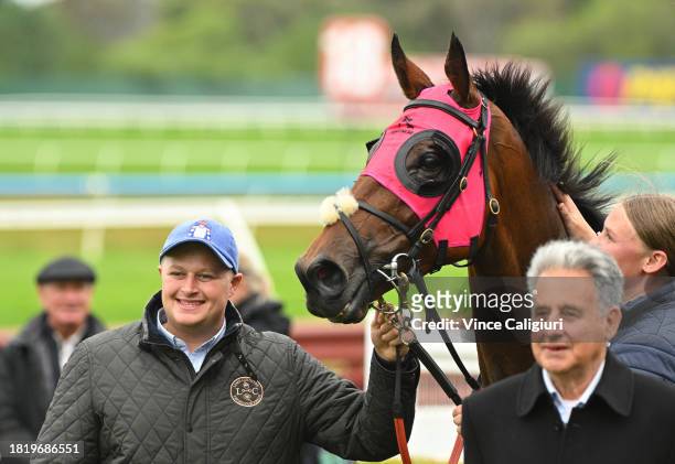 Trainer Calvin McEvoy is seen after Tommy won Race 5, the Evergreen Turf Handicap, during Melbourne Racing at Sandown Lakeside on November 29, 2023...