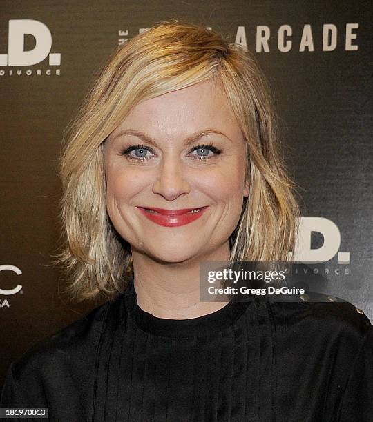 Actress Amy Poehler arrives at the Los Angeles premiere of "A.C.O.D." at the Landmark Theater on September 26, 2013 in Los Angeles, California.