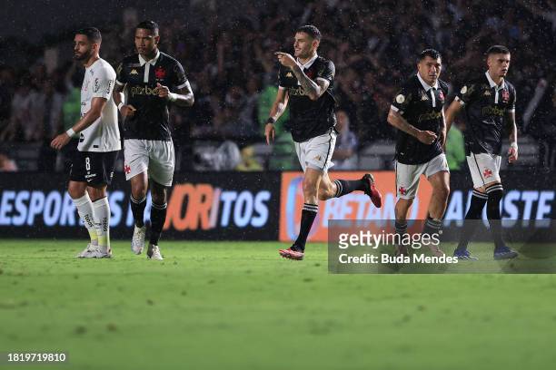 Vegetti of Vasco celebrates after scoring the second goal of his team during the match between Vasco Da Gama and Corinthians as part of Brasileirao...