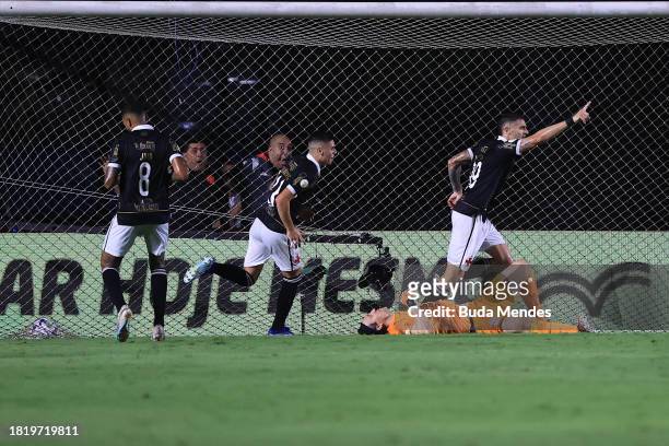 Vegetti of Vasco celebrates after scoring the second goal of his team during the match between Vasco Da Gama and Corinthians as part of Brasileirao...