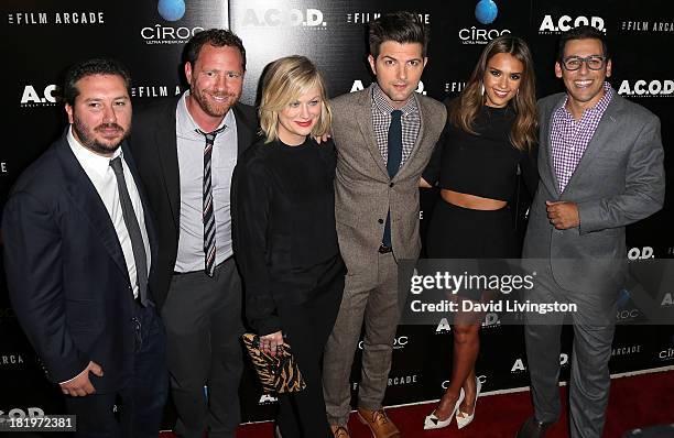 Produces Teddy Schwarzman and Ben Karlin, actors Amy Poehler, Adam Scott and Jessica Alba and director Stu Zicherman attend the premiere of the Film...