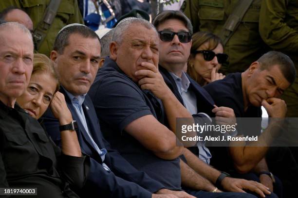 Former Israeli Chief of Staff Gadi Eizenkot attends the funeral of Col. Asaf Hamami, commander of Gaza Division’s Southern Brigade at the Kiryat...