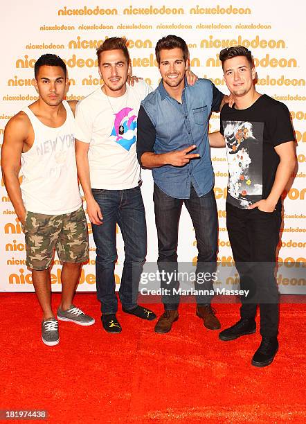 Big Time Rush pose on the media wall ahead of the Nickelodeon Slimefest 2013 matinee show at Sydney Olympic Park Sports Centre on September 27, 2013...