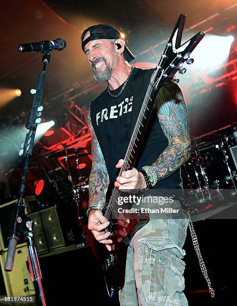 Guitarist John Connolly of Sevendust performs at Hard Rock Live Las Vegas as the band tours in support of the album "Black Out the Sun" on September...