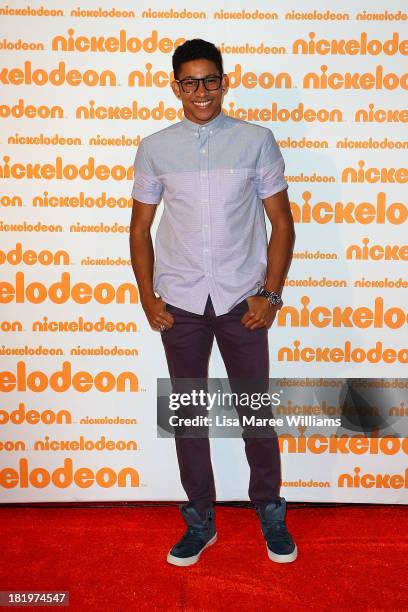 Keiynan Lonsdale poses on the media wall ahead of the Nickelodeon Slimefest 2013 evening show at Sydney Olympic Park Sports Centre on September 27,...