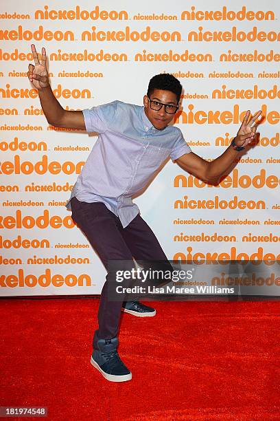 Keiynan Lonsdale poses on the media wall ahead of the Nickelodeon Slimefest 2013 evening show at Sydney Olympic Park Sports Centre on September 27,...