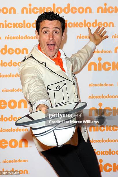 Sam Moran poses on the media wall ahead of the Nickelodeon Slimefest 2013 evening show at Sydney Olympic Park Sports Centre on September 27, 2013 in...