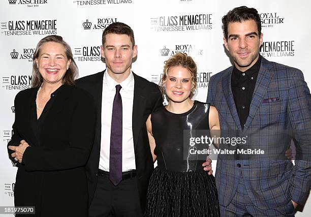 Cherry Jones, Brian J. Smith, Celia Keenan-Bolger and Zachary Quinto attend the Broadway Opening Night After Party for 'The Glass Menagerie' at the...