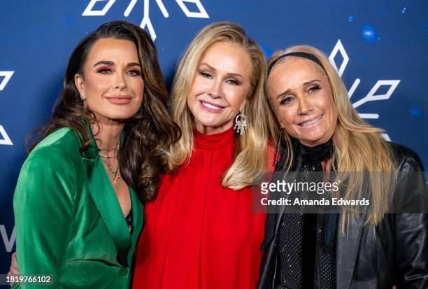 Kyle Richards, Kathy Hilton and Kim Richards attend the DIRECTV Celebrates Christmas At Kathy's event at a private residence on November 28, 2023 in...