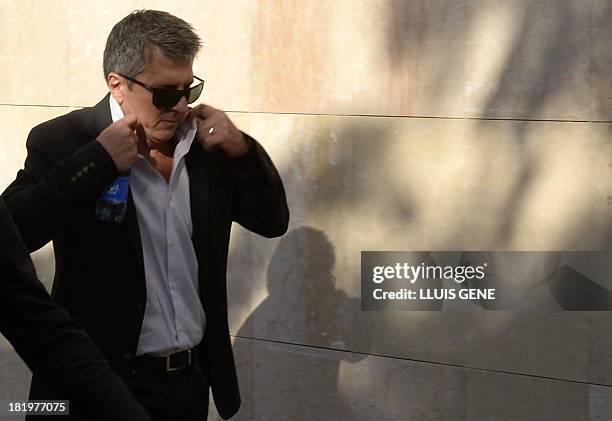 The father of Barcelona football star Lionel Messi Jorge Horacio Messi arrives to the courhouse in the coastal town of Gava near Barcelona on...
