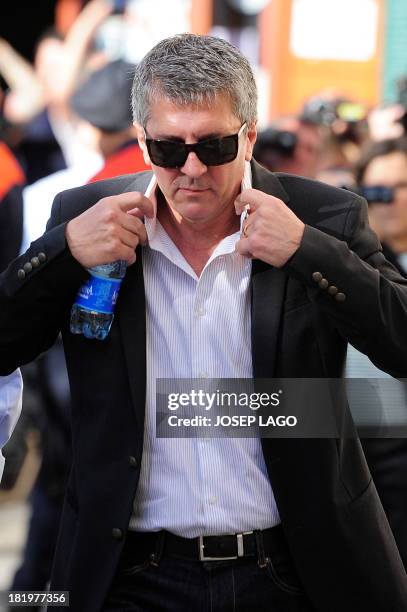 Jorge Horacio Messi father of Barcelona football star Lionel Messi arrives to the courhouse in the coastal town of Gava near Barcelona on September...