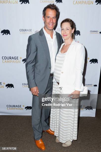 Actors Josh Stamberg and Myndy Crist attend the 3rd Annual Spirit of Courage Awards at The Page Museum on September 26, 2013 in Los Angeles,...