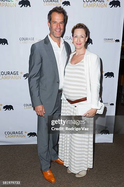 Actors Josh Stamberg and Myndy Crist attend the 3rd Annual Spirit of Courage Awards at The Page Museum on September 26, 2013 in Los Angeles,...