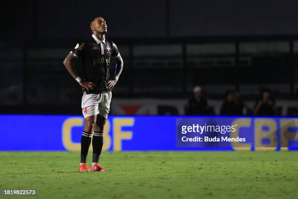 Paulo Henrique of Vasco reacts after defeating the match between Vasco Da Gama and Corinthians as part of Brasileirao 2023 at Sao Januario Stadium on...