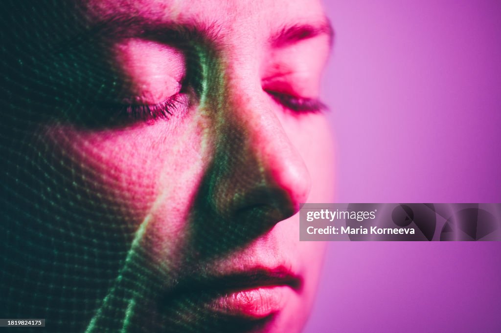 Biometric identification. Metaverse Technology concepts.