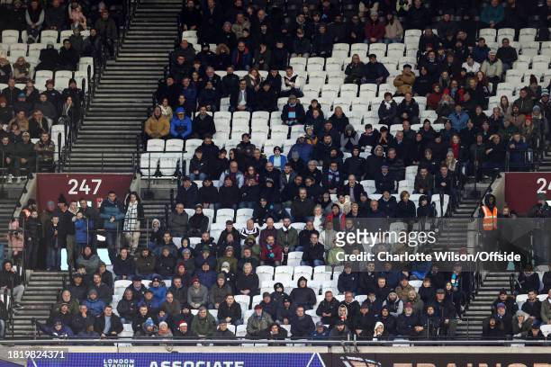 Empty seats at the London Stadium during the Premier League match between West Ham United and Crystal Palace at London Stadium on December 3, 2023 in...