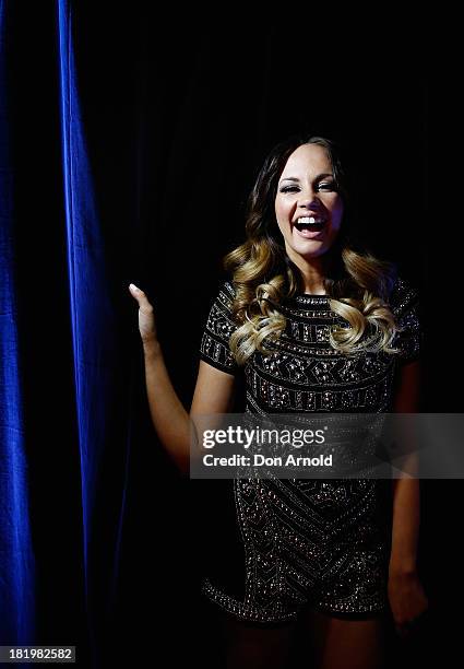 Samantha Jade poses prior to the Nickelodeon Slimefest 2013 matinee show at Sydney Olympic Park Sports Centre on September 27, 2013 in Sydney,...