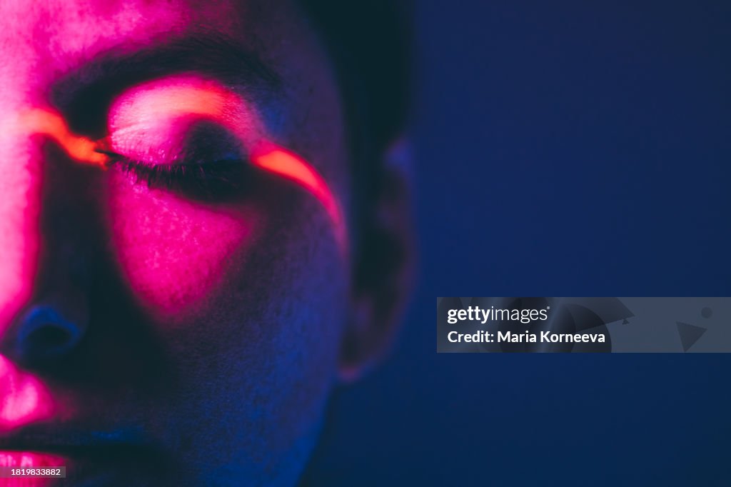 Biometric identification. Metaverse Technology concepts.