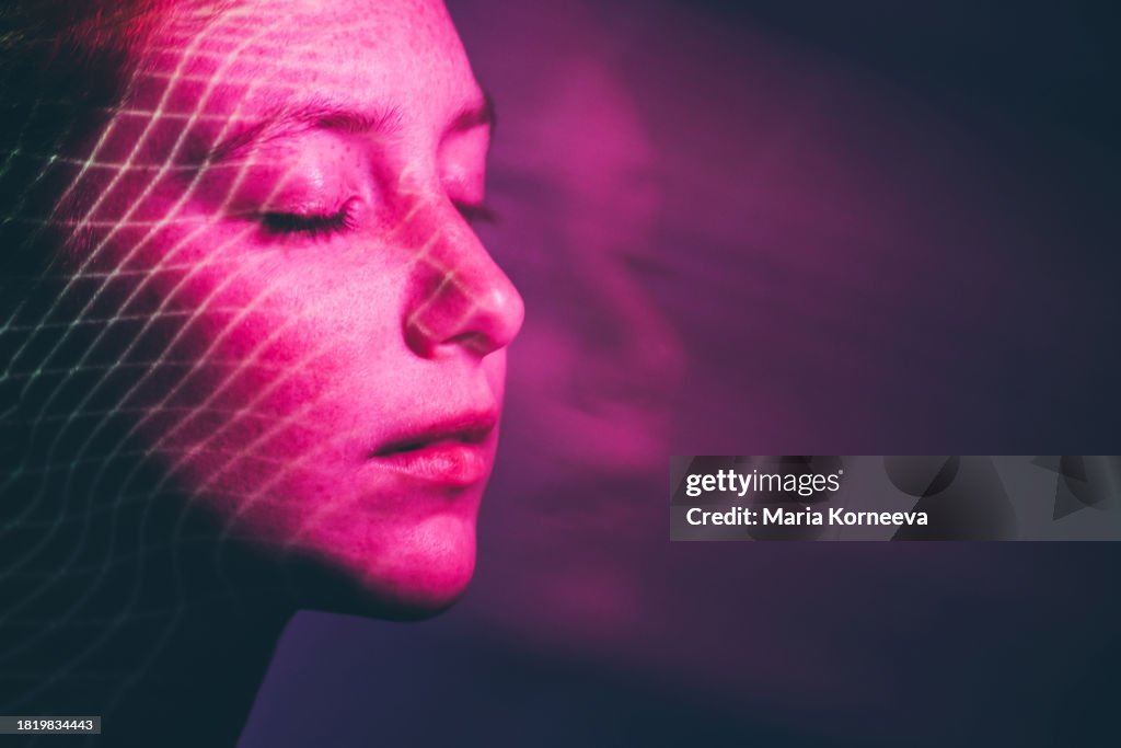 Biometric identification. Metaverse Technology concepts.
