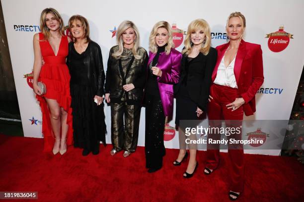 Taylor Ann Thompson, Linda Gray, Morgan Fairchild, Donna Mills, Loni Anderson and Nicollette Sheridan attend a Holiday Celebration with the Stars of...
