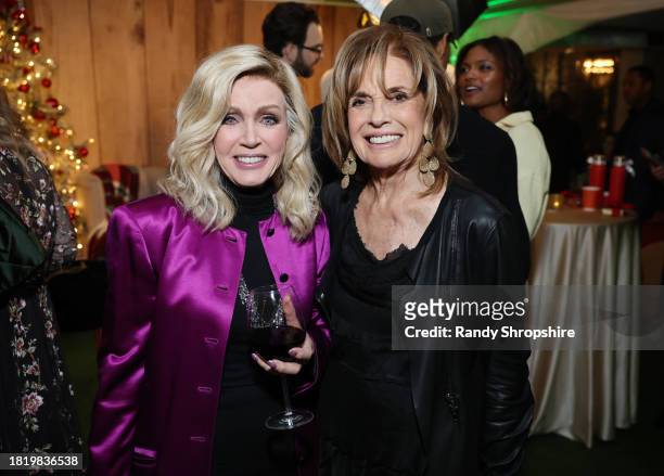 Donna Mills and Linda Gray attend a Holiday Celebration with the Stars of "It's A Wonderful Lifetime", joining together to honor military spouses...
