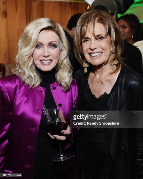 Donna Mills and Linda Gray attend a Holiday Celebration with the Stars of "It's A Wonderful Lifetime", joining together to honor military spouses...