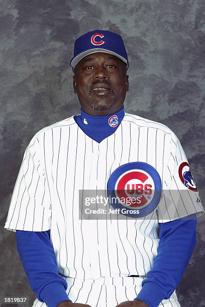 Coach Gary Matthews of the Chicago Cubs poses for a portrait during the Cubs' spring training Media Day on February 21, 2003 at Fitch Park in Mesa,...