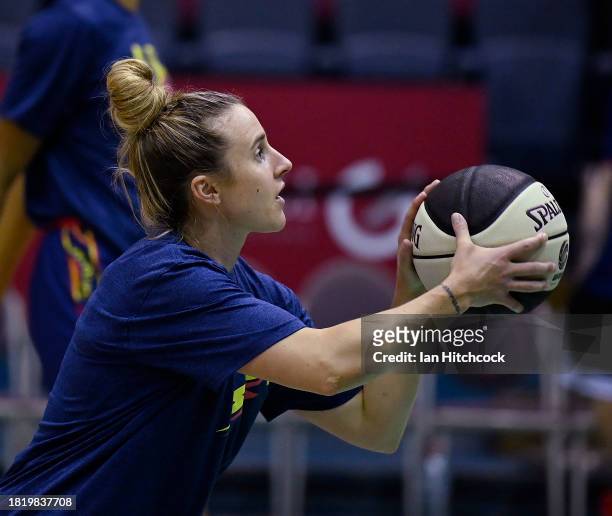 Lauren Mansfield of the Lightning warms up before the start of the WNBL match between Townsville Fire and Adelaide Lightning at Townsville...